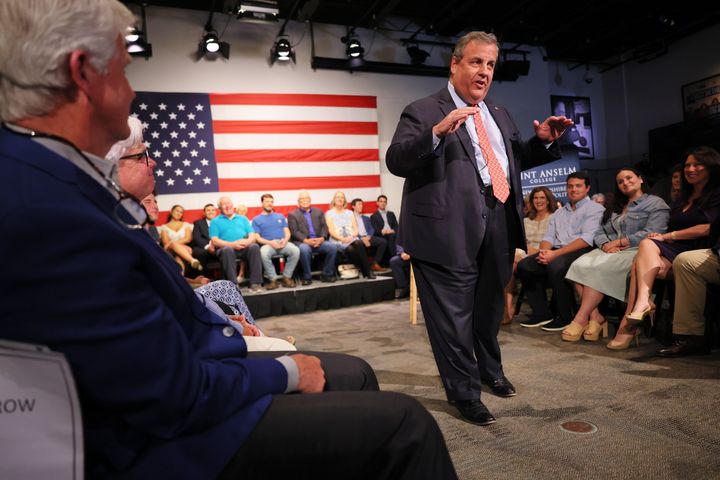 Former New Jersey Gov. Chris Christie speaks at a town-hall-style event on June 6, 2023, in Manchester, New Hampshire. Christie, who filed paperwork earlier in the day that he would seek the 2024 Republican nomination, announced his candidacy at the event.