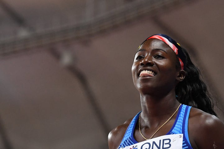 Tori Bowie at the Women's Long Jump final at the 2019 IAAF Athletics World Championships at the Khalifa International stadium in Doha on Oct. 6, 2019.