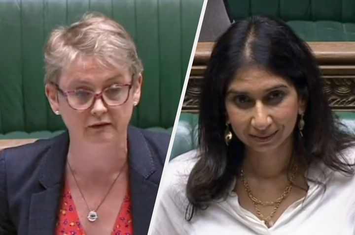 Suella Braverman looked on as Yvette Cooper went on the attack.