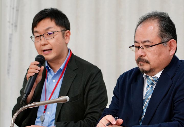 『LGBT法連合会』の神谷悠一事務局長（左）と林夏生代表理事