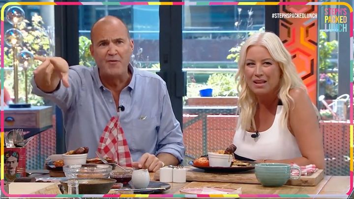 Johnny Vaughan and Denise Van Outen hosting Steph's Packed Lunch