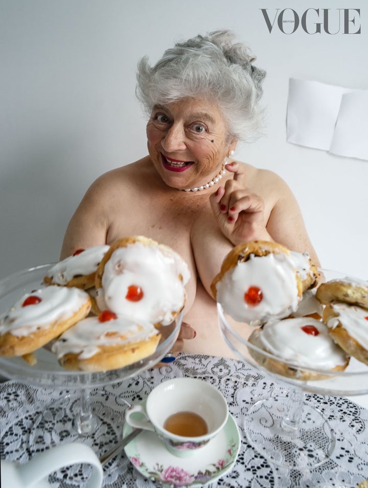 Miriam Margolyes pays homage to Calendar Girls in her British Vogue photo-shoot