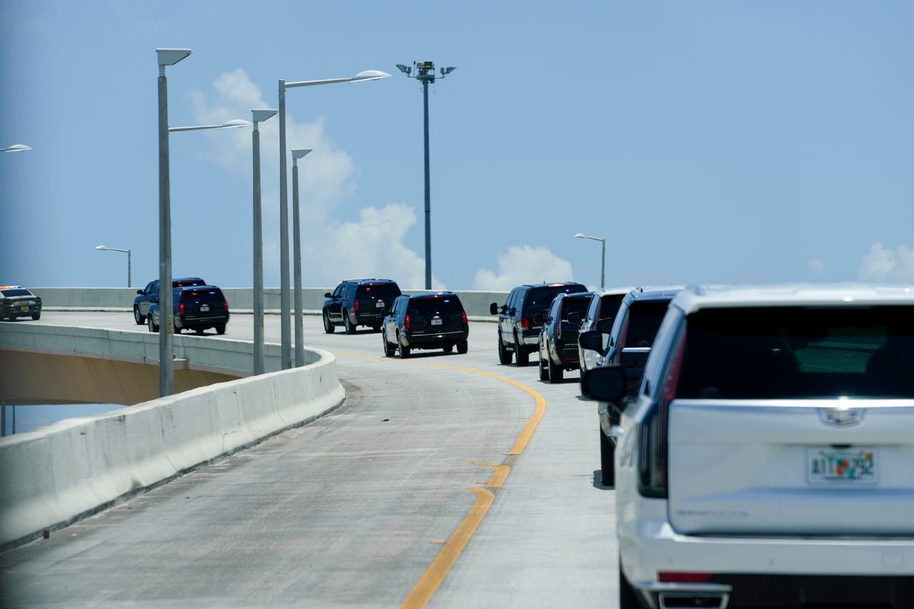 Trump's motorcade is seen June 13 in Miami.