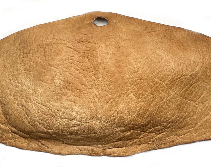 The author's stomach skin after it was tanned into leather. "By transforming my skin in this way, I am claiming a powerful and visual reminder of my weight loss journey for myself," she writes.