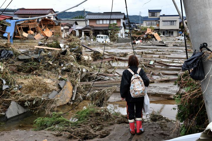 台風19号の影響で洪水の被害を受けた長野県＝2019年10月12日