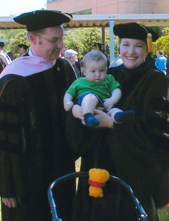 The author (right), with her husband, Grant, and their son at Bob Jones University's commencement on May 8, 2004.