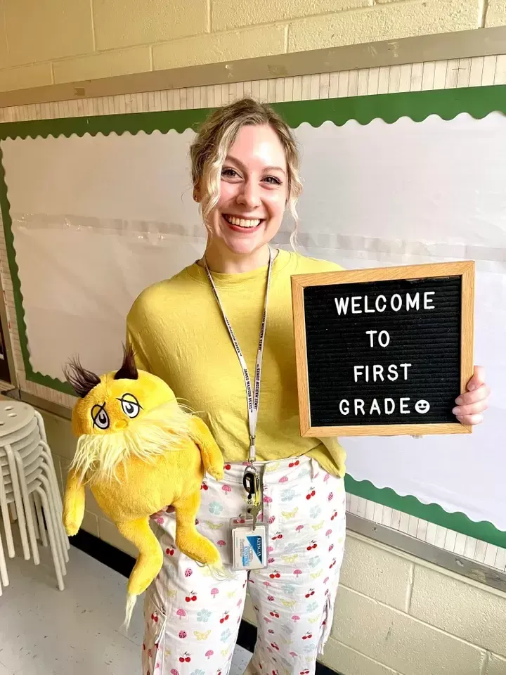 Abigail Zwerner, a first-grade teacher at Richneck Elementary School in Newport News, Va., is shown inside her classroom.