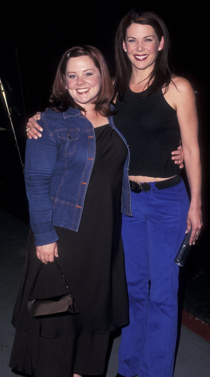 Melissa McCarthy with “Gilmore Girls” co-star Lauren Graham at a WB Network event in 2001.