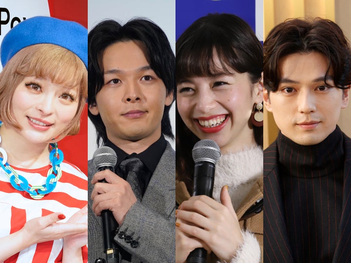 左からきゃりーぱみゅぱみゅさん、中村倫也さん、中条あやみさん、新田真剣佑さん