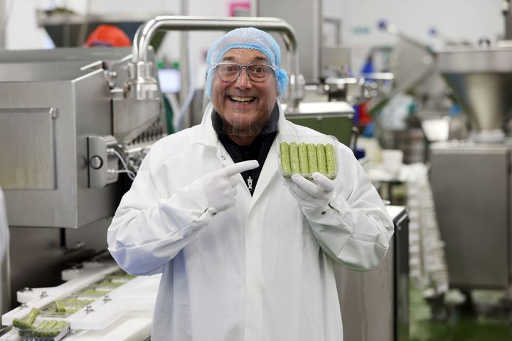 Gregg during a visit to a factory that makes vegan sausages