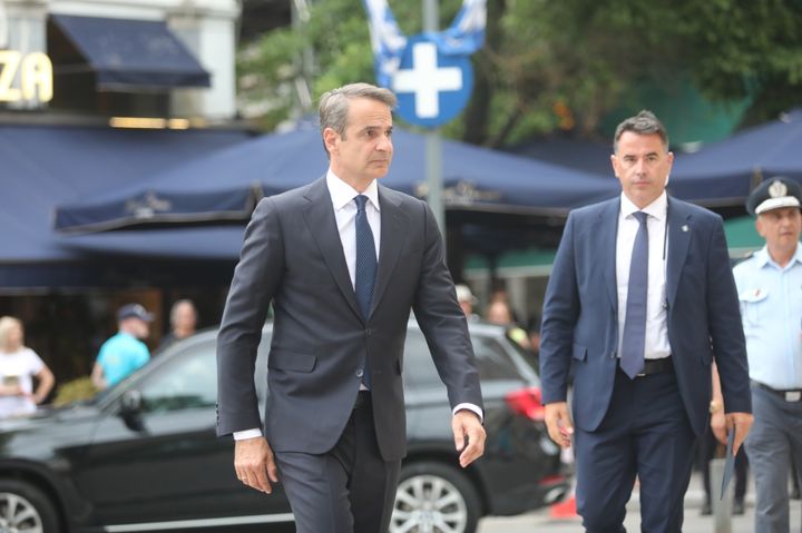 Ο Πρόεδρος της ΝΔ, Κυριάκος Μητσοτάκης προσέρχεται στην κηδεία του Γιάννη Μαρκόπουλου