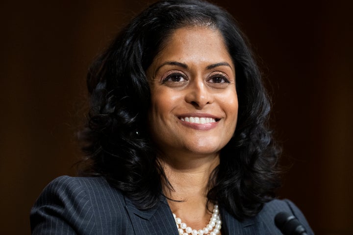 Nusrat Choudhury testifies during her Senate Judiciary Committee confirmation hearing on April 27, 2022.