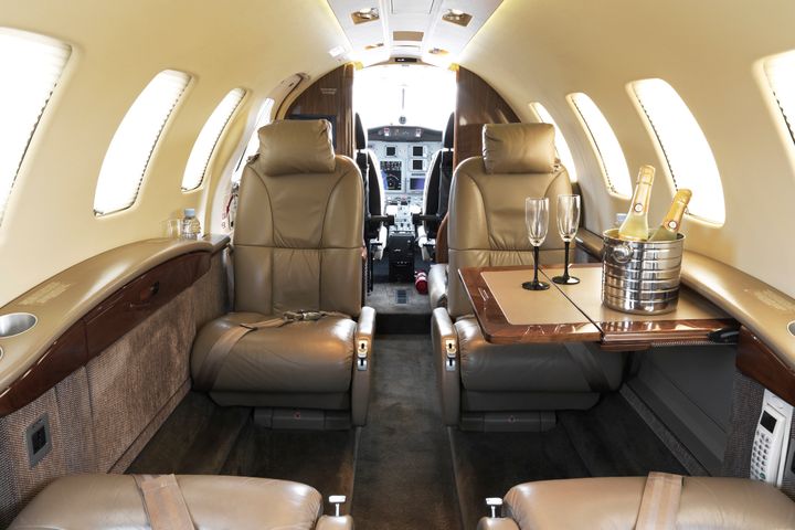 Inside of small business jet plane