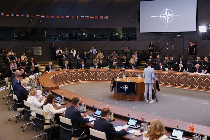 A general view of a NATO Defence Ministers' meeting at the Alliance's headquarters in Brussels, Belgium June 16, 2023. REUTERS/Yves Herman