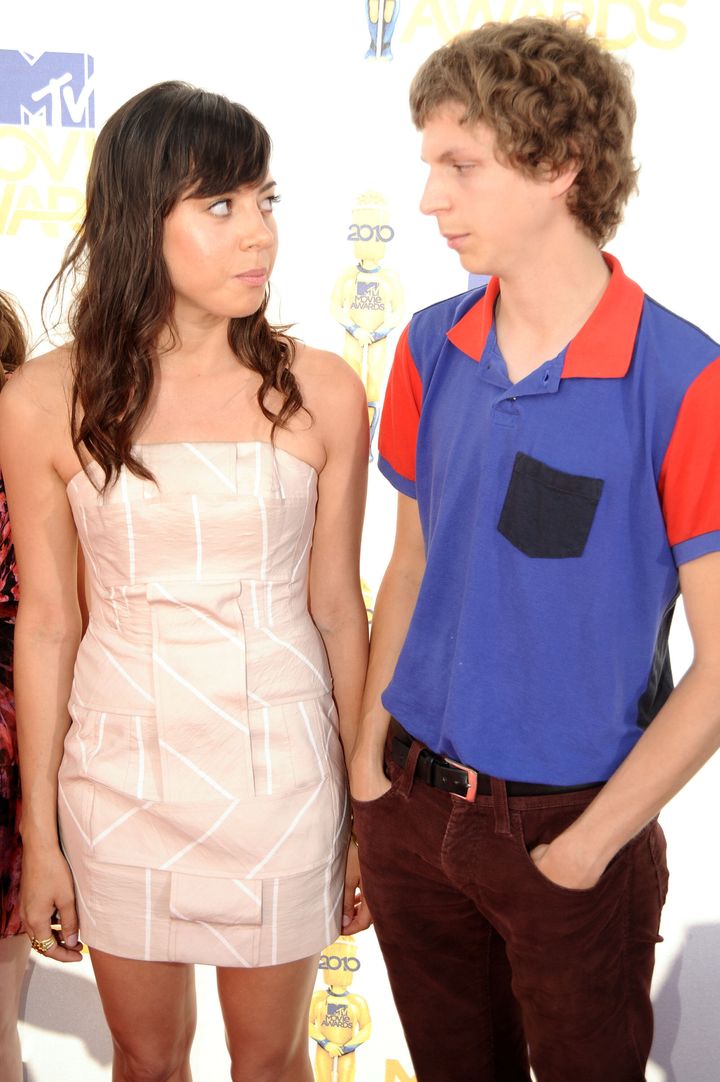 Aubrey Plaza and Michael Cera are pictured in June 2010, around the the time that Scott Pilgrim vs the World was released.