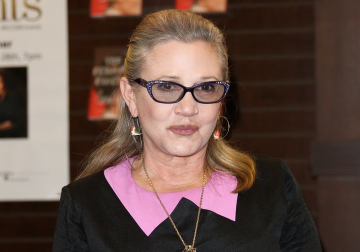 Carrie Fisher at a Los Angeles event for her book "The Princess Diarist" in 2016.