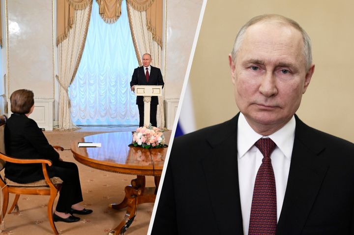 Vladimir Putin decided to stand at a lectern to speak to just one woman