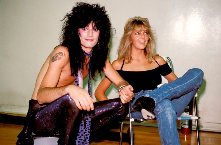 Tommy Lee (left) and Heather Locklear in 1985, about a year before they were married. 