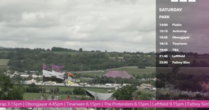 The BBC's live webcam of Worthy Farm seemingly confirmed The Pretenders as part of this year's line-up