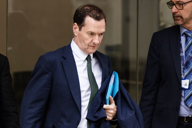 Former chancellor George Osborne leaves after giving evidence at the Covid inquiry.