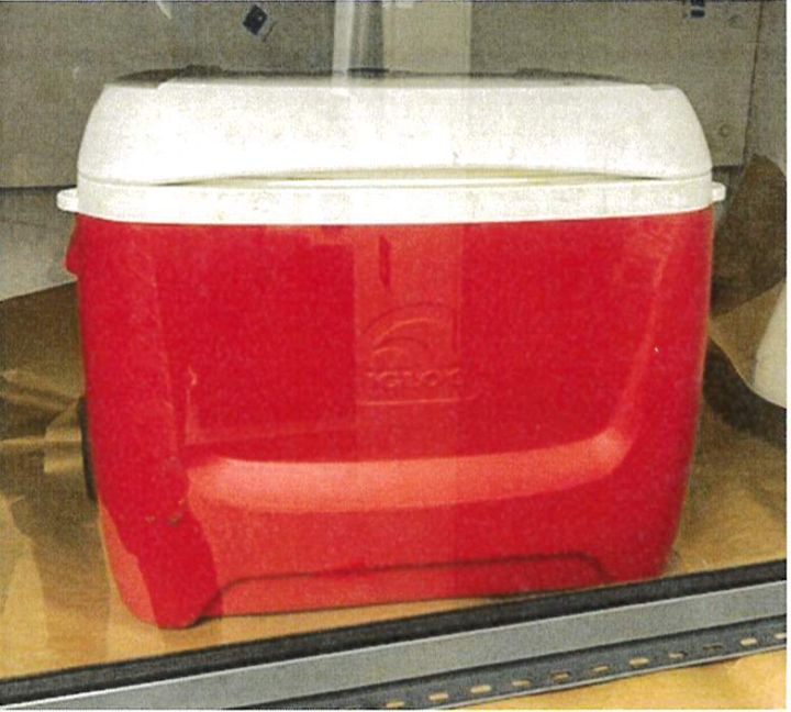 Evidence in the case includes a red cooler that allegedly was used to hide Harmony Montgomery's remains.