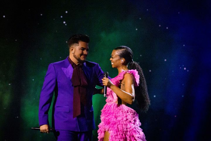 Adam and Beverley performing together during the latest season of Starstruck