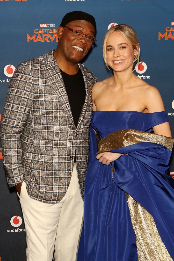 Jackson and Larson attend the European Gala screening of "Captain Marvel" in 2019.