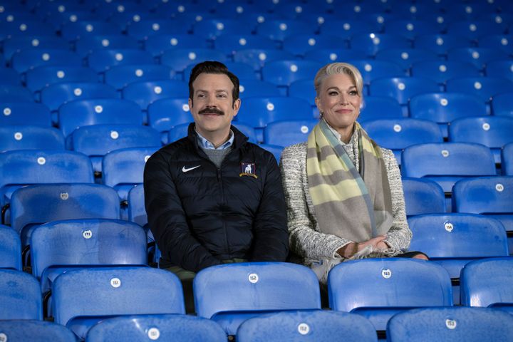 Jason Sudeikis and Hannah Waddingham in Ted Lasso