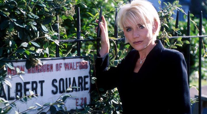 Michelle Collins pictured on the set of EastEnders during her previous stint