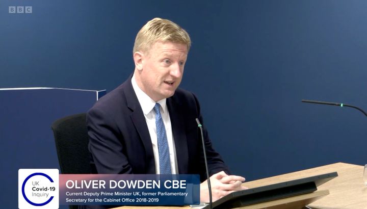 Oliver Dowden giving evidence to the Covid Inquiry