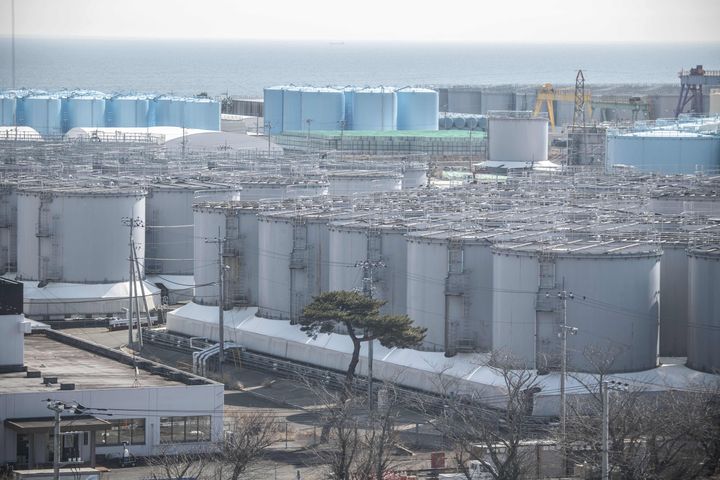 福島第一原発にあるタンク（2022年3月5日撮影）