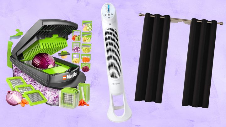 Vegetable chopper, tower fan and blackout curtains