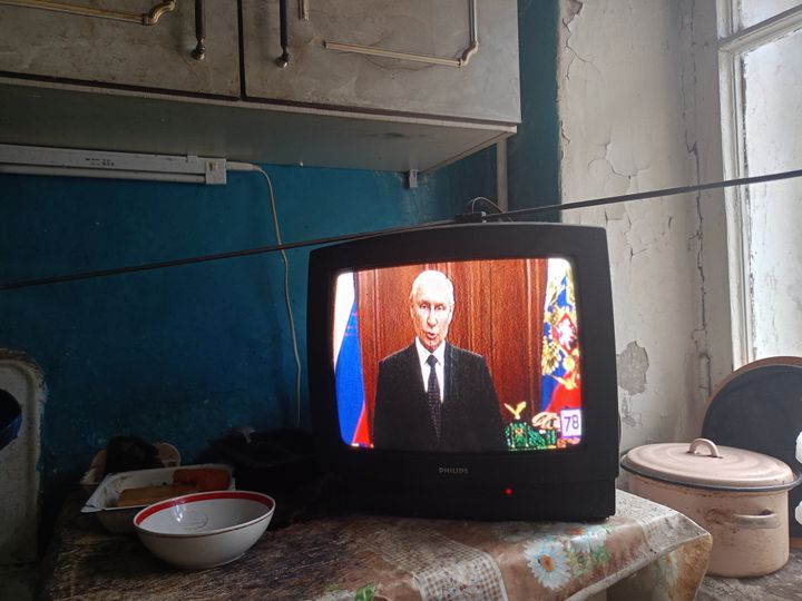 TV Appeal of the President of Russia Vladimir Putin to the citizens of Russia, personnel of the Armed Forces of the Russian Federation and law enforcement officers in connection with the situation with PMC Wagner as shown on TV.