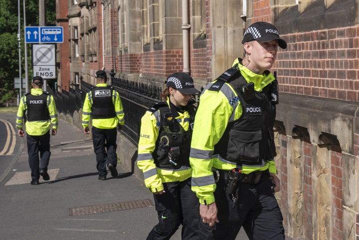 Police activity outside County Hall in Preston, Lancashire, on the first day of the inquest into the death of Nicola Bulley.