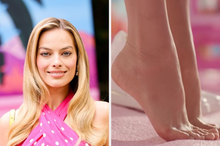 Margot Robbie and the Barbie foot scene
