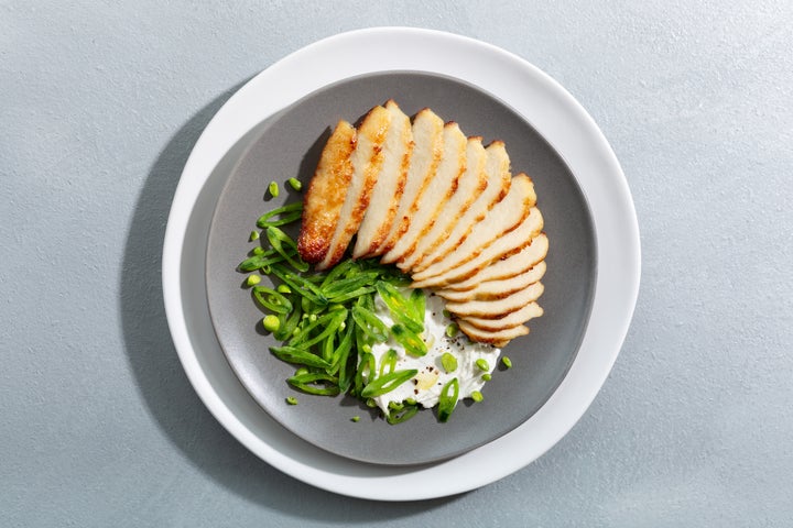 A plate of lab-grown chicken from Upside Foods.