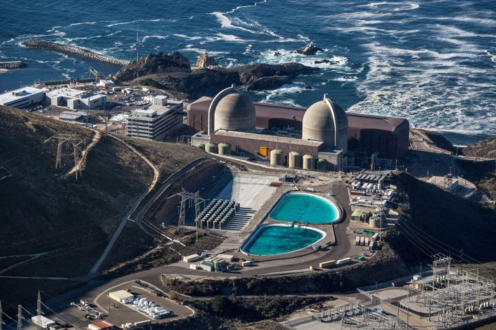 Aerial view of the Diablo Canyon, the only operational nuclear plant left in California, which had been due to be shut down in 2024 despite safely producing nearly 15% of the state's green electrical energy power until state lawmakers stepped in last year to save the station.
