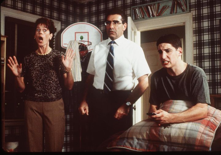 From left: Molly Cheek, Eugene Levy and Biggs in 1999's "American Pie."