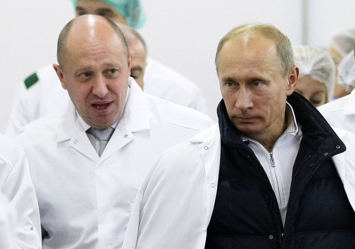 Businessman Yevgeny Prigozhin, left, pictured with Putin back in 2010.