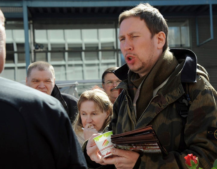 Paavo Arhinmäki, one of the four deputy mayors of Helsinki, was caught red-handed spray-painting graffiti in a railway tunnel last weekend.(Sari Gustafsson/Lehtikuva via AP, File)