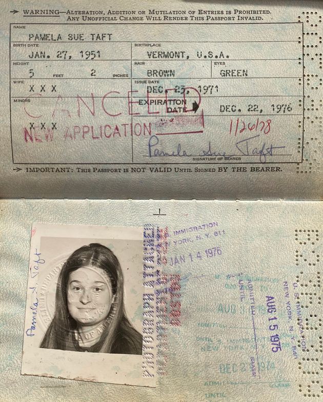 A passport belonging to Pam in the '70s.
