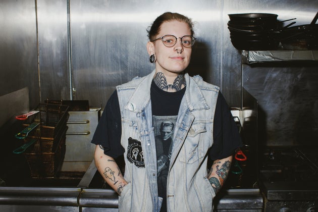 Renton Sinclair in a kitchen he co-owns and works as sous-chef.