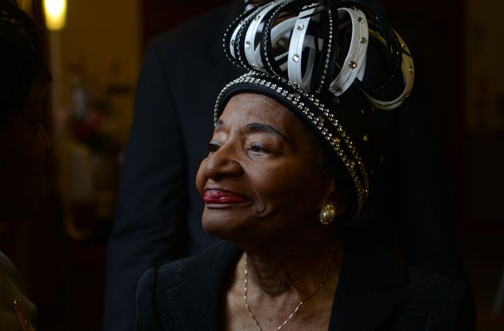 AUGUST 28, 2013: Christine King Farris, sister of Dr. Martin Luther King, Jr., arrives for an interfaith service held at the Shiloh Baptist Church to celebrate the 50th anniversary of the March on Washington. 