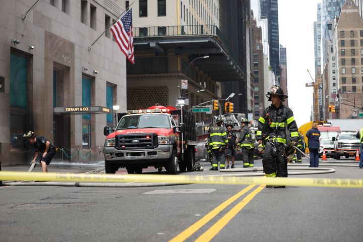 Firefighters in New York City have tackled a blaze at Tiffany & Co's iconic jewelry store in New York on June 29.