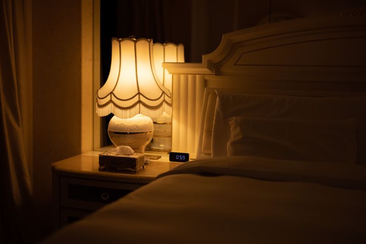 Bedside lamp in bedroom
