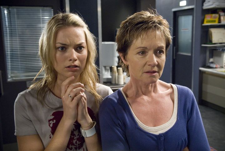 Margot Robbie as Donna Freedman and Jackie Woodburne as Susan Kennedy in Neighbours