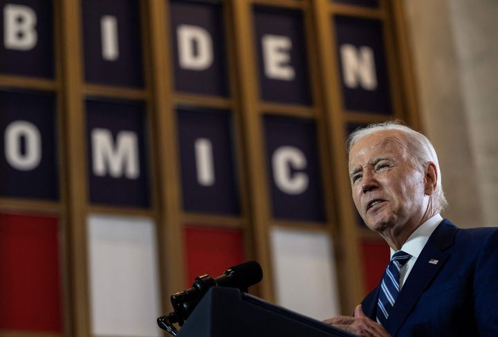 President Joe Biden speaks in Chicago on Wednesday as part of the White House's bid to boost his standing on the economy.
