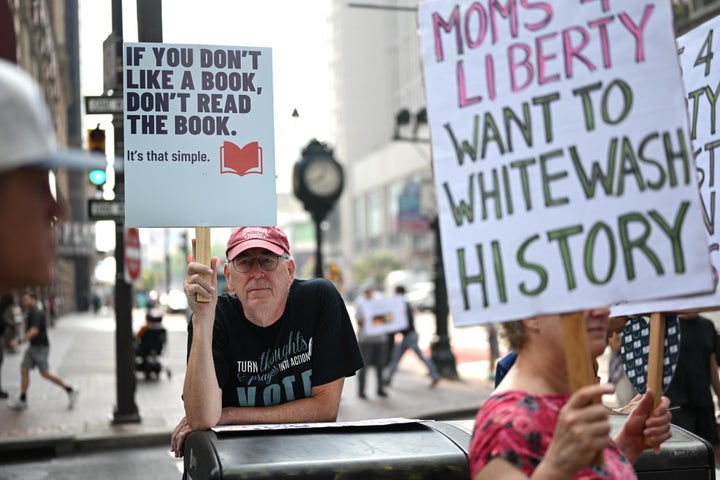 The Moms for Liberty convention drew hundreds of protesters this week who object to the group's efforts to ban books.