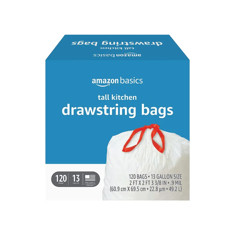 6Rolls Drawstring Small Trash Bags,4 Gallon Thicken Drawstring Small  Garbage Bags for Kitchen,Bathroom,Bedroom,Home,Office Trash Cans，120 Counts