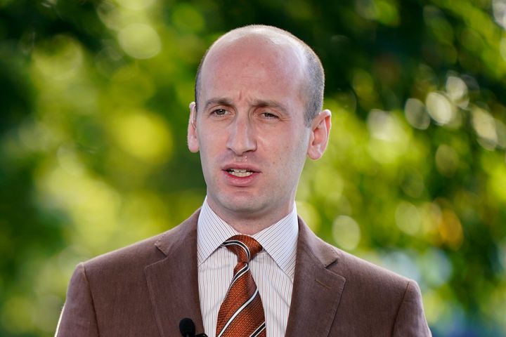 Stephen Miller speaks during a television interview outside the White House on August 20, 2020.